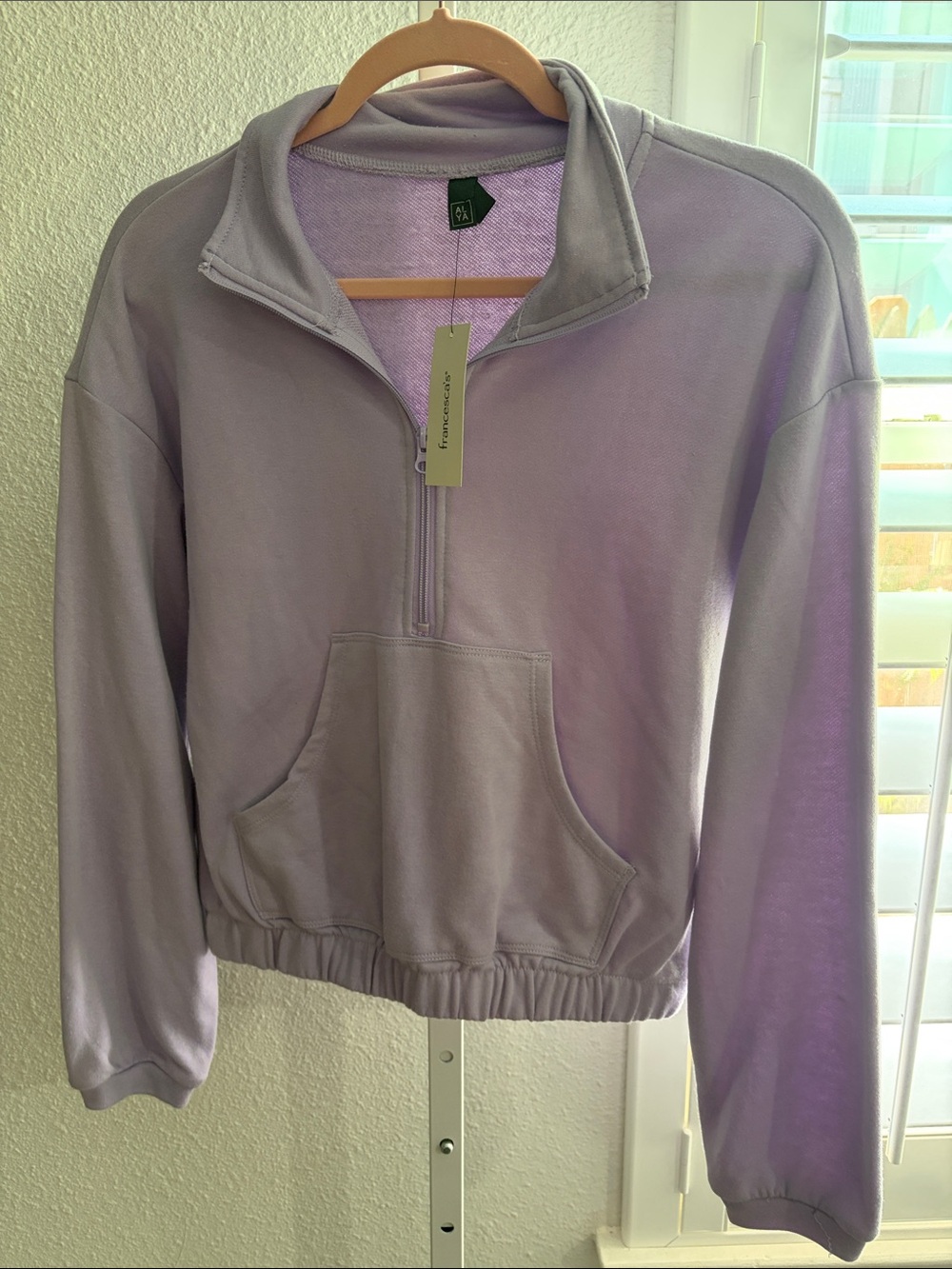 Francesca's Collections Light Lavender Half-Zip Pullover